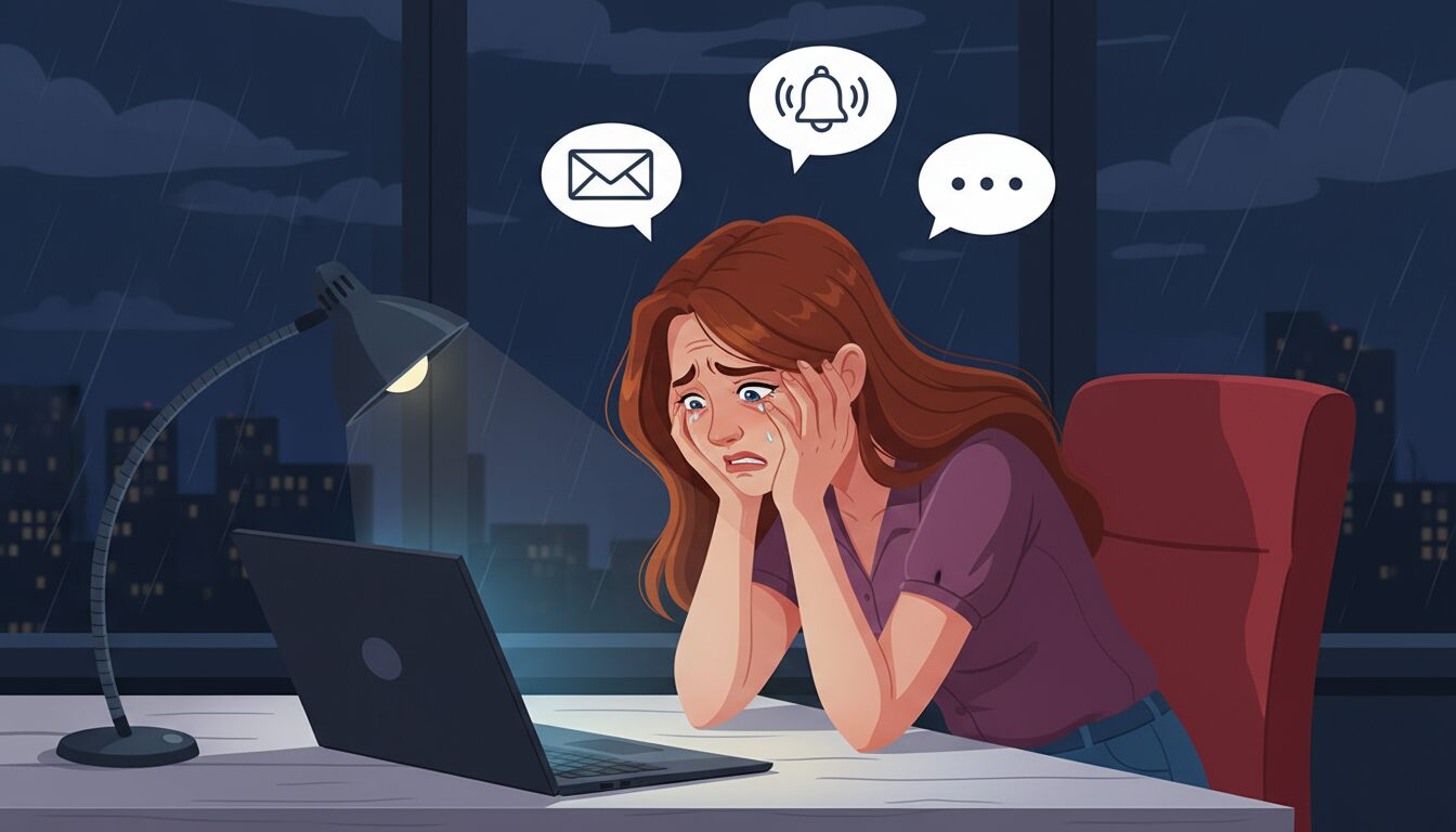 image of person ruminating over work